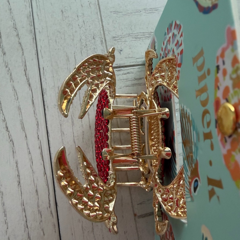 Piper K Crab Double Sided Rhinestone Gold Tone Crab Claw Hair Clip NWT - Picture 6 of 6